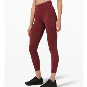 LIKE NEW Lululemon Fast & Free High Rise Tight in Red Merlot. 28” Size 4